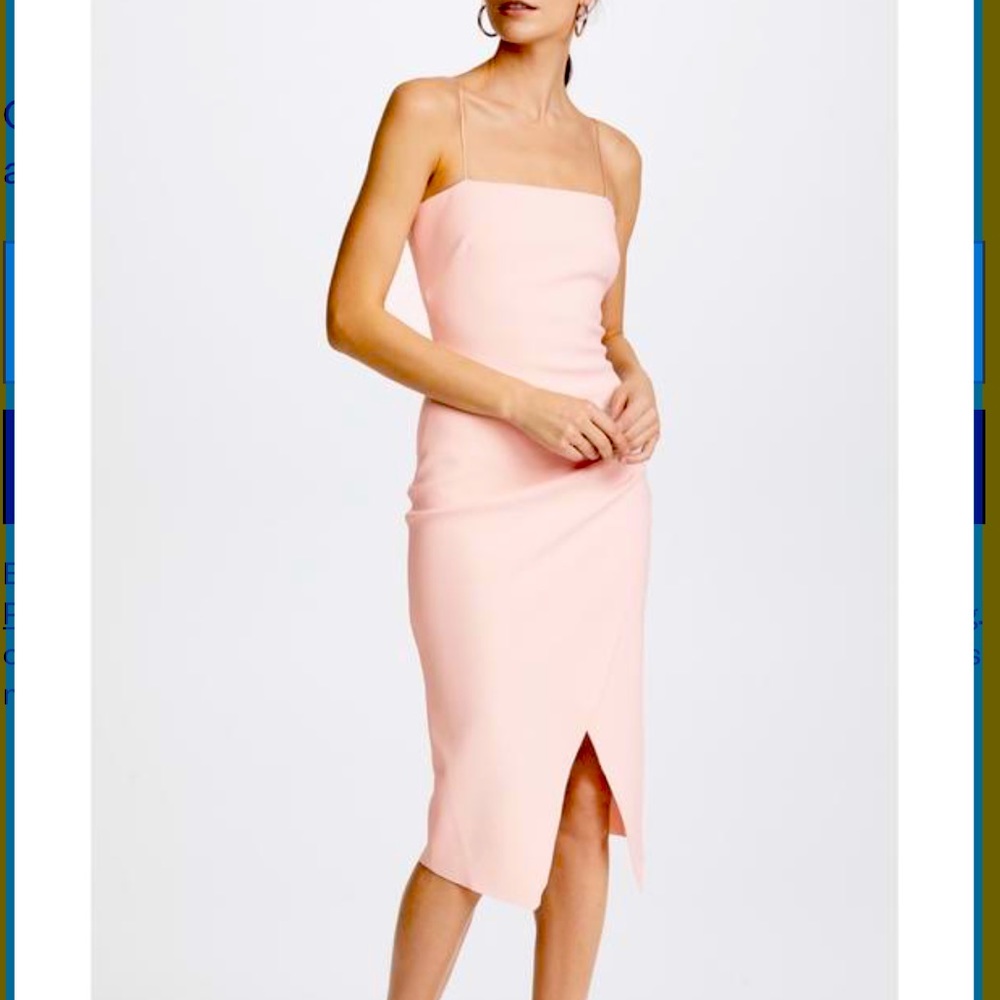 Bec + Bridge faux wrap pink midi cocktail dress